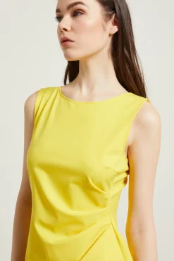 Abito smanicato con drappeggio - Giallo Sole
