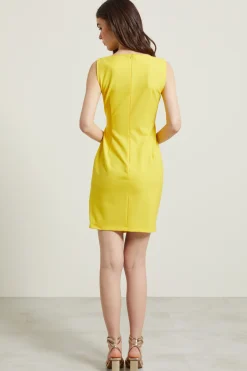 Abito smanicato con drappeggio - Giallo Sole