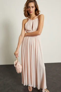 Abito smanicato in georgette - Rosa Cipria