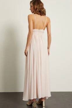 Abito smanicato in georgette - Rosa Cipria