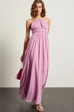 Abito smanicato in georgette - Rosa Peonia