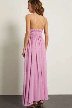 Abito smanicato in georgette - Rosa Peonia