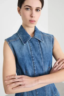 Abito smanicato in jeans - Blu