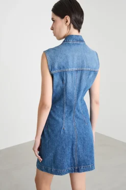 Abito smanicato in jeans - Blu
