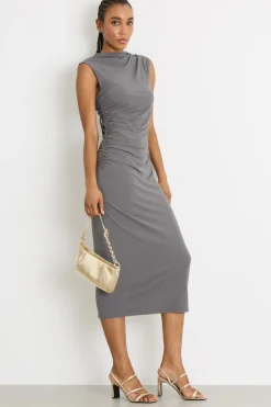 Abito smanicato in jersey - Grigio