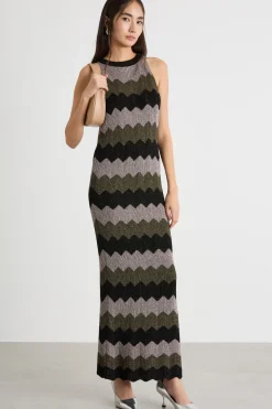 Abito smanicato in maglia - Grigio Nero Verde