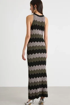 Abito smanicato in maglia - Grigio Nero Verde