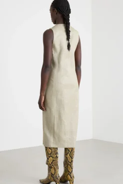 Abito smanicato in twill - Verde