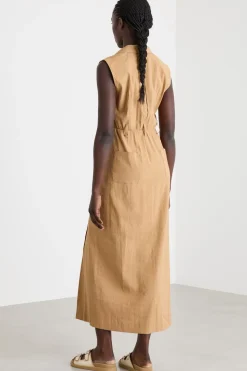 Abito smanicato robe manteau - Cammello