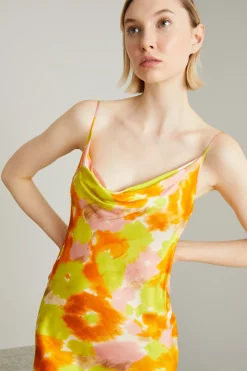 Abito sottoveste stampato - Giallo Arancione