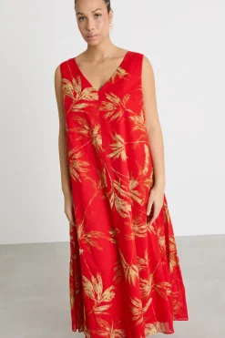 Abito svasato in voile - Rosso