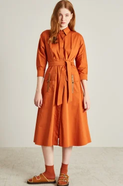 Abito trench con cintura - Arancione