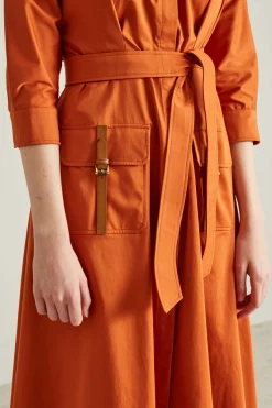 Abito trench con cintura - Arancione
