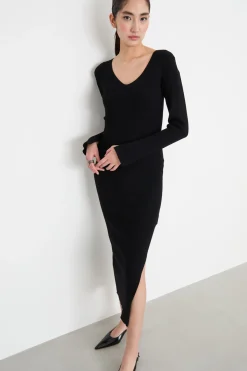 Abito tubino in maglia - Nero