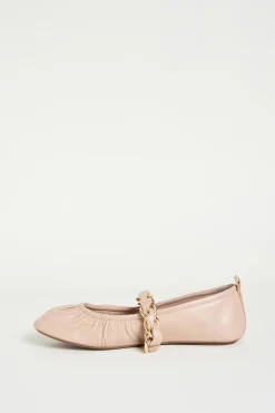 Ballerina in pelle con catena - Rosa