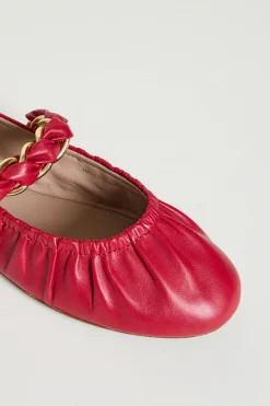 Ballerina in pelle con catena - Rosso