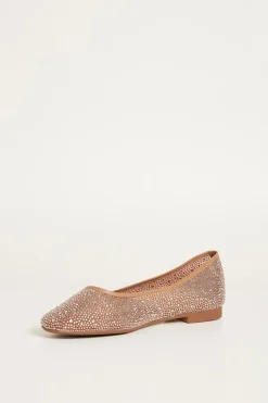 Ballerina in pelle con strass - Cammello