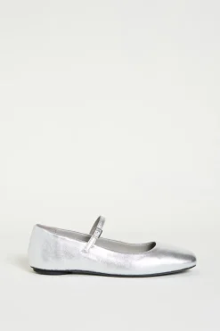 Ballerina in pelle laminata - Argento