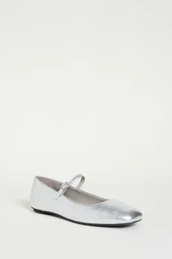 Ballerina in pelle laminata - Argento