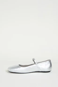 Ballerina in pelle laminata - Argento
