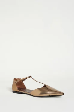 Ballerina in pelle laminata - Bronzo