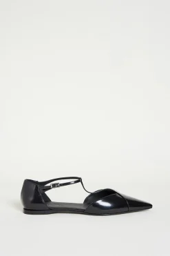 Ballerina in pelle laminata - Nero