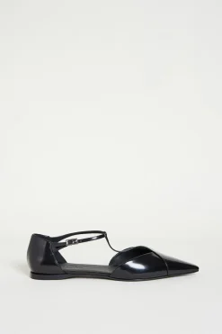 Ballerina in pelle spazzolata - Nero