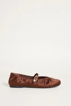 Ballerina in raso - Marrone