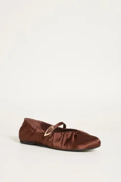Ballerina in raso - Marrone