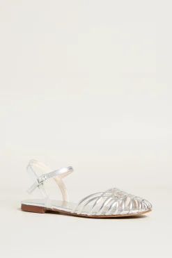 Ballerine con listini - Argento Laminato