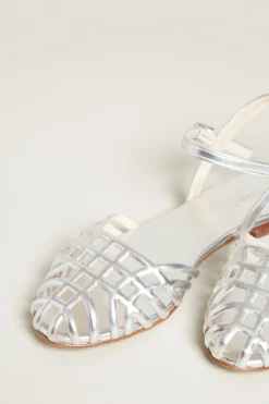 Ballerine con listini - Argento Laminato