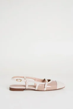 Ballerine slingback in pelle lucida - Beige Bianco
