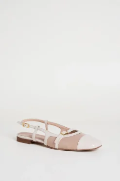 Ballerine slingback in pelle lucida - Beige Bianco