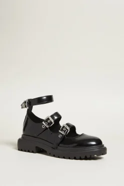 Ballerine trekking con cinturini - Nero