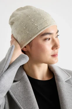 Beanie con ricami bijou - Bianco