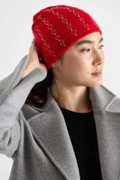 Beanie con ricami bijou - Rosso