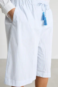 Bermuda in popeline stampato - Azzurro Bianco