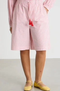 Bermuda in popeline stampato - Rosso Bianco