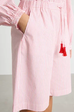 Bermuda in popeline stampato - Rosso Bianco