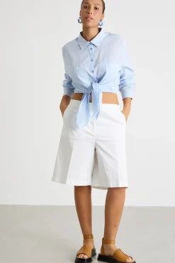 Bermuda in raso con tasche - Bianco