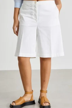 Bermuda in raso con tasche - Bianco