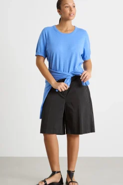 Bermuda in raso con tasche - Nero
