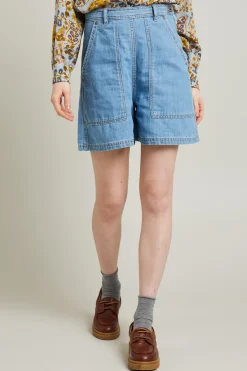 Bermuda svasati in denim - Azzurro Denim