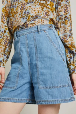 Bermuda svasati in denim - Azzurro Denim