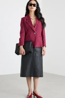 Blazer aderente con bottone singolo - Bordeaux