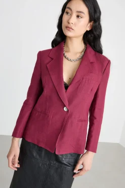 Blazer aderente con bottone singolo - Bordeaux