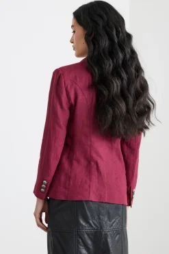 Blazer aderente con bottone singolo - Bordeaux