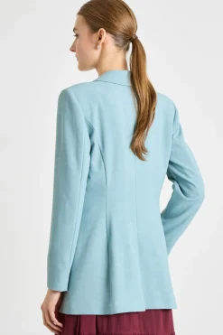 Blazer aderente con maxi rever - Azzurro
