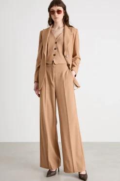 Blazer aderente con maxi rever - Cammello