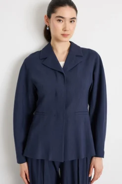 Blazer aderente con piccolo rever - Blu